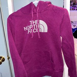 purple north face sweatshirt